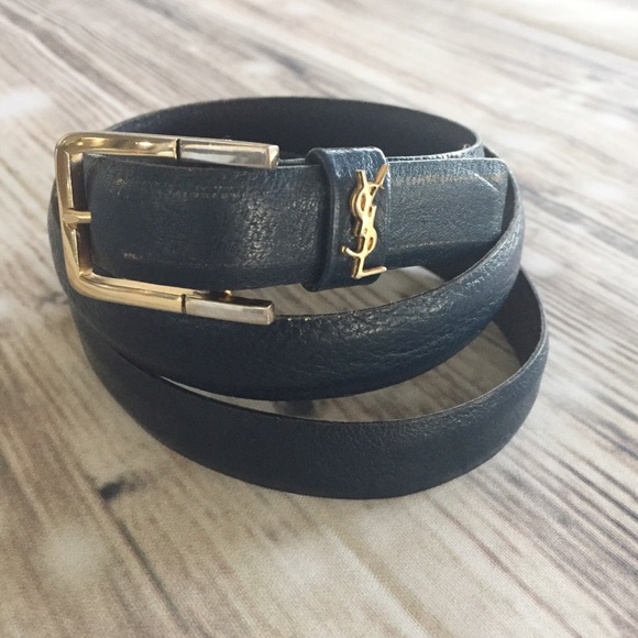 Yves Saint Laurent Accessories - Yves Saint Laurent Blue/Teal Skinny Belt